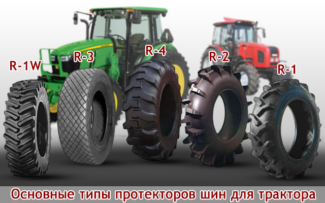 Основные типы протекторов шин для трактора 
